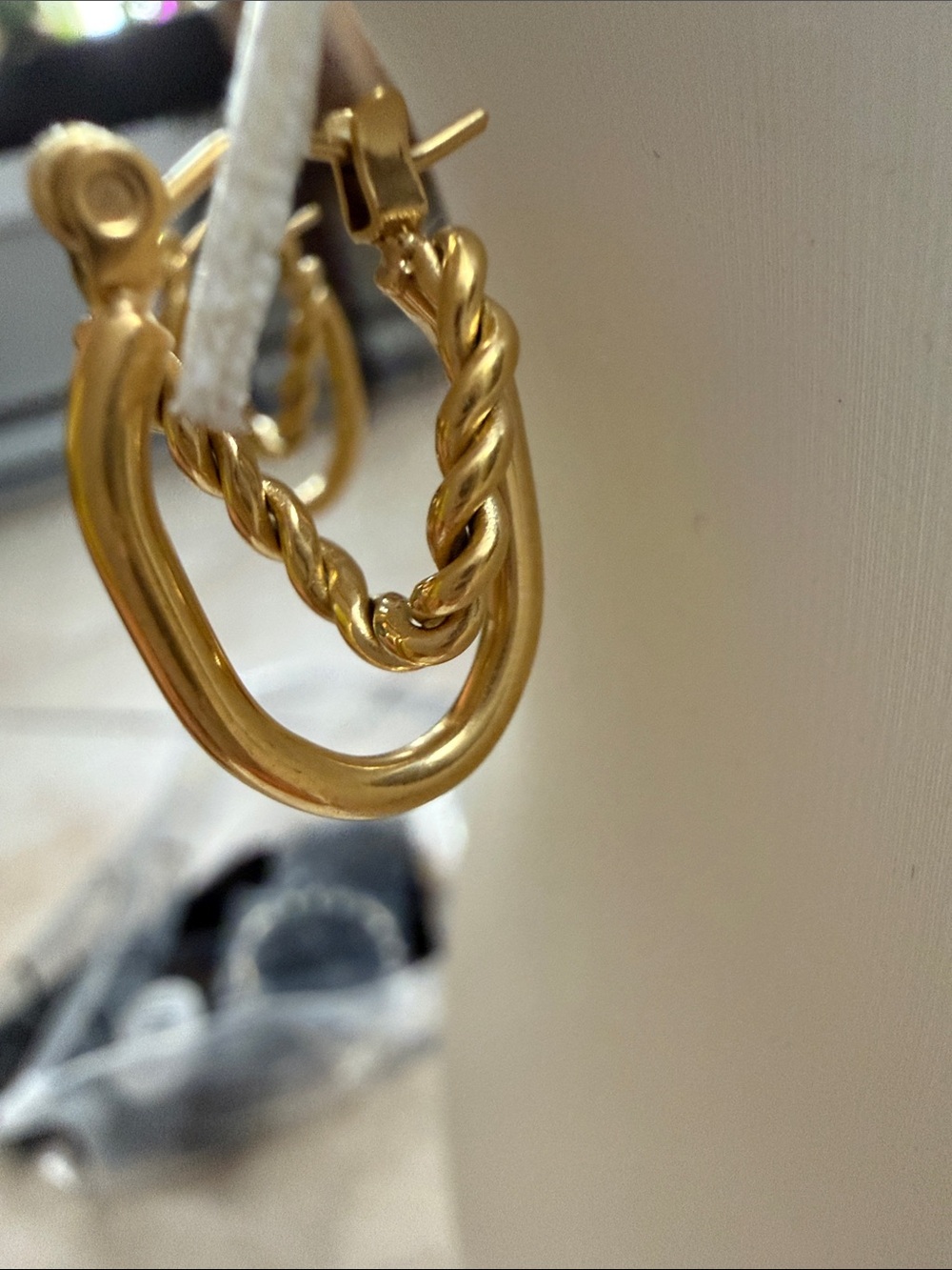 Plunder Gold Leaf Twist Hoop Earrings - Picture 4 of 8